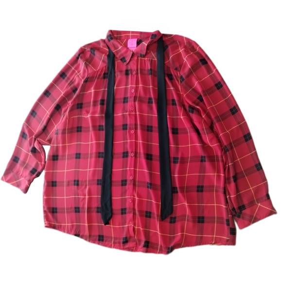 Torrid limited edition Betsey Johnson red plaid blouse - Picture 2 of 9